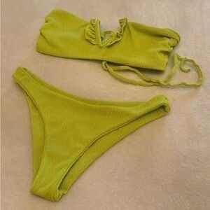 SHEIN GREEN RIBBED BIKINI SET SZ MEDIUM